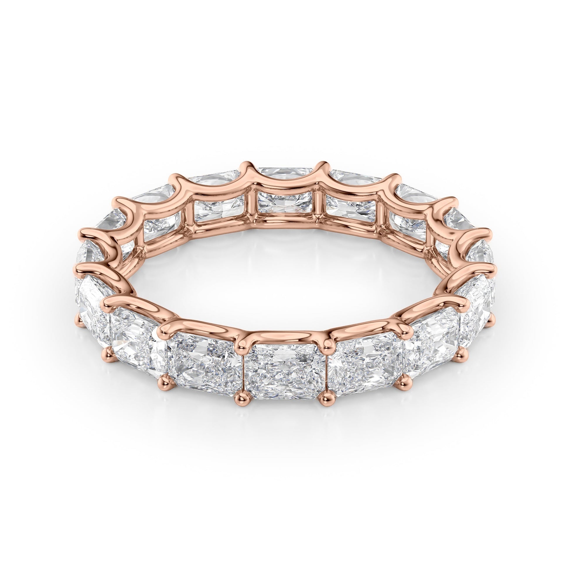 Rose :: Lunentia 2ct east west radiant u prong lab grown diamond eternity ring IGI certified rose gold