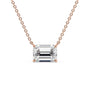 rose :: elegant emerald cut diamond pendant necklace in rose gold
