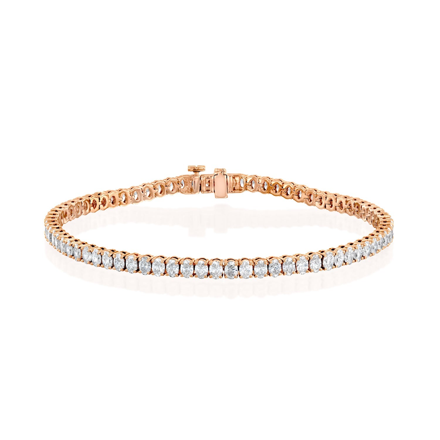 rose :: 6 carat oval lab grown diamond tennis bracelet IGI certified