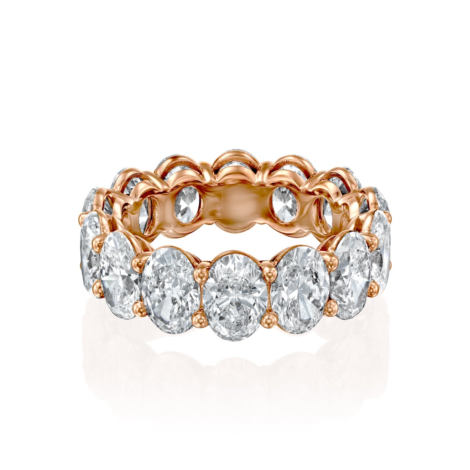 Rose :: Norentia 7ct oval lab grown diamond eternity ring IGI certified rose gold ultra luxury wedding band