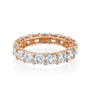 Rose :: Zenvellae 5ct cushion lab grown diamond eternity ring IGI certified rose gold ultra luxury wedding band