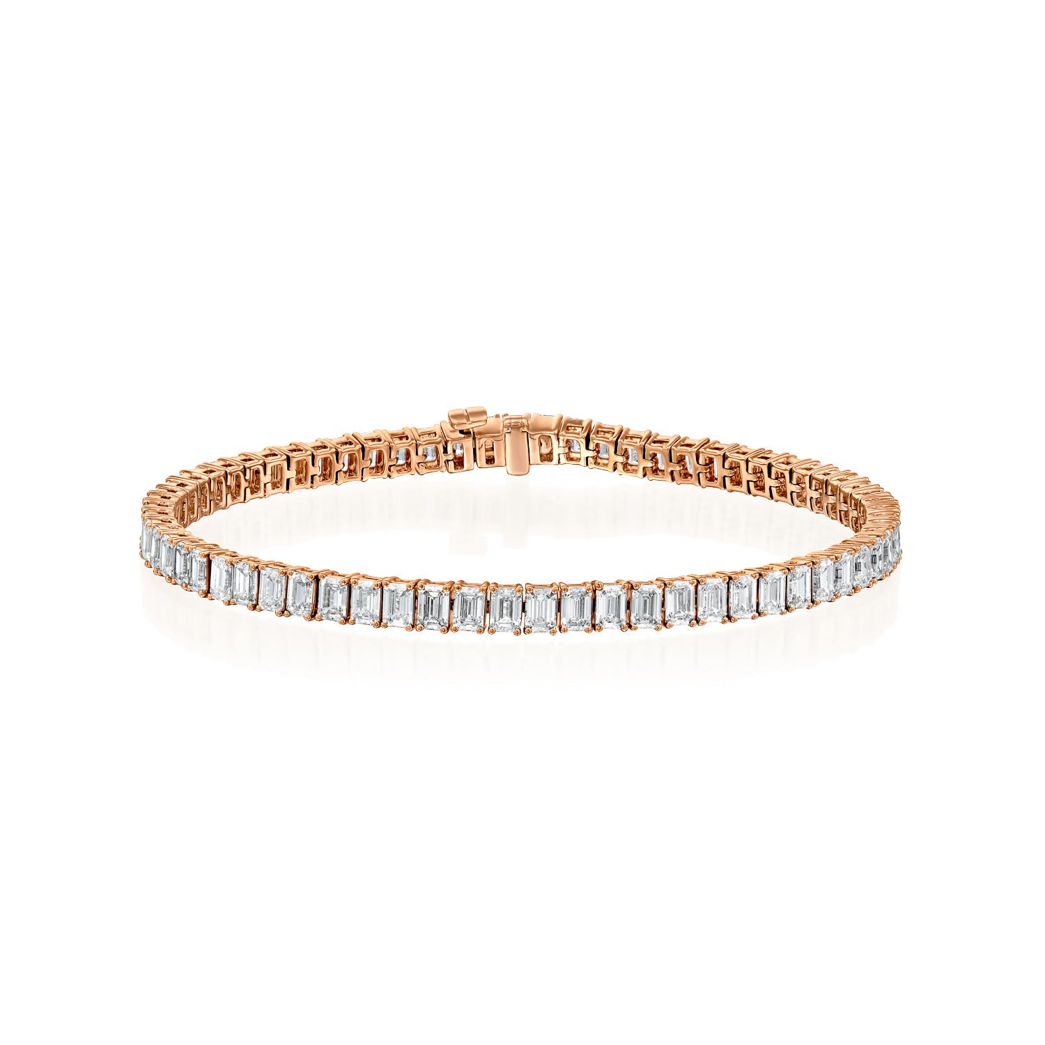 rose :: 6.5 carat emerald lab grown diamond tennis bracelet IGI certified