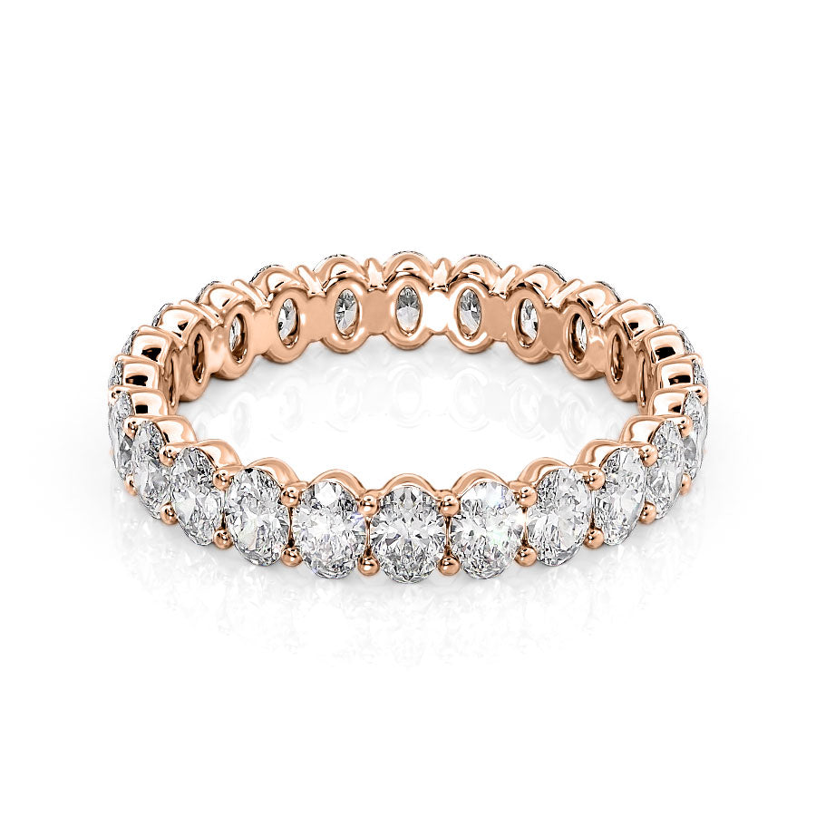 Rose :: Norentia 2ct oval lab grown diamond eternity ring IGI certified rose gold wedding band