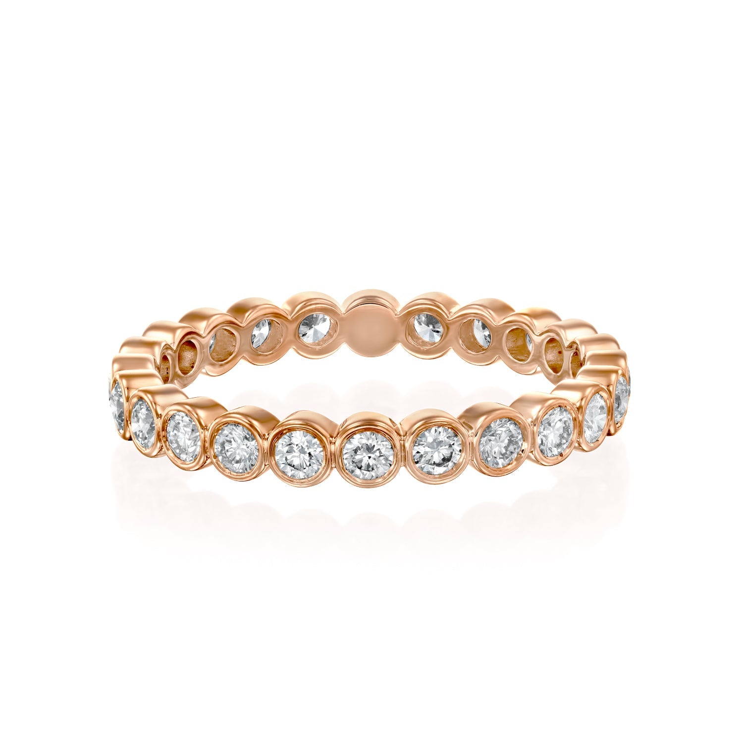 Rose :: Seriquea 0.5ct round bezel lab grown diamond eternity ring IGI certified rose gold wedding band