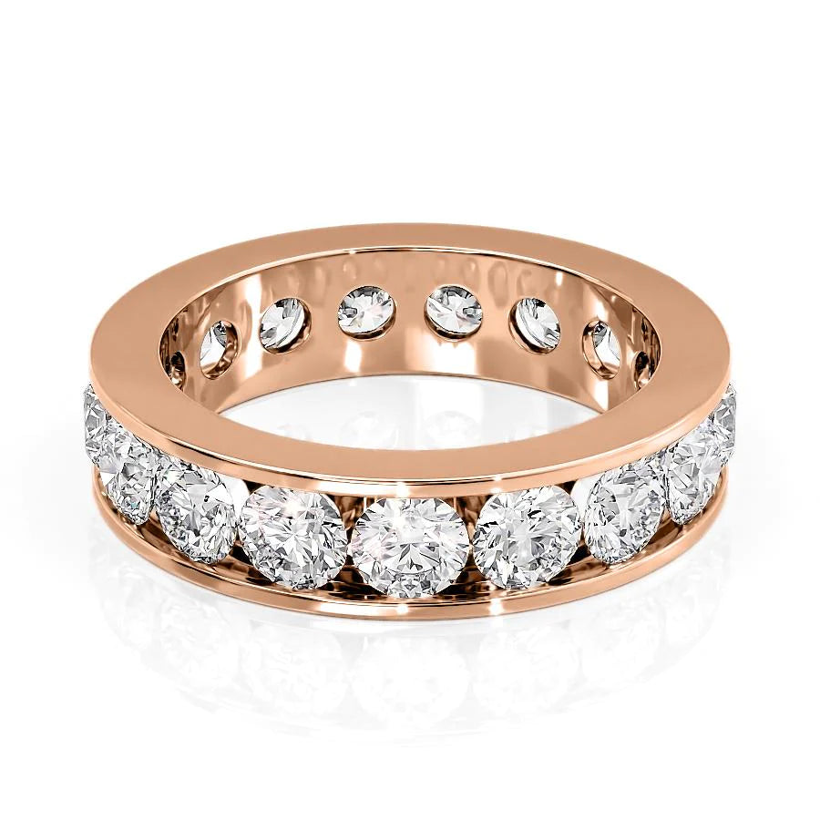 Rose :: Seraviquea 3.5ct round channel lab grown diamond eternity ring IGI certified rose gold luxury band