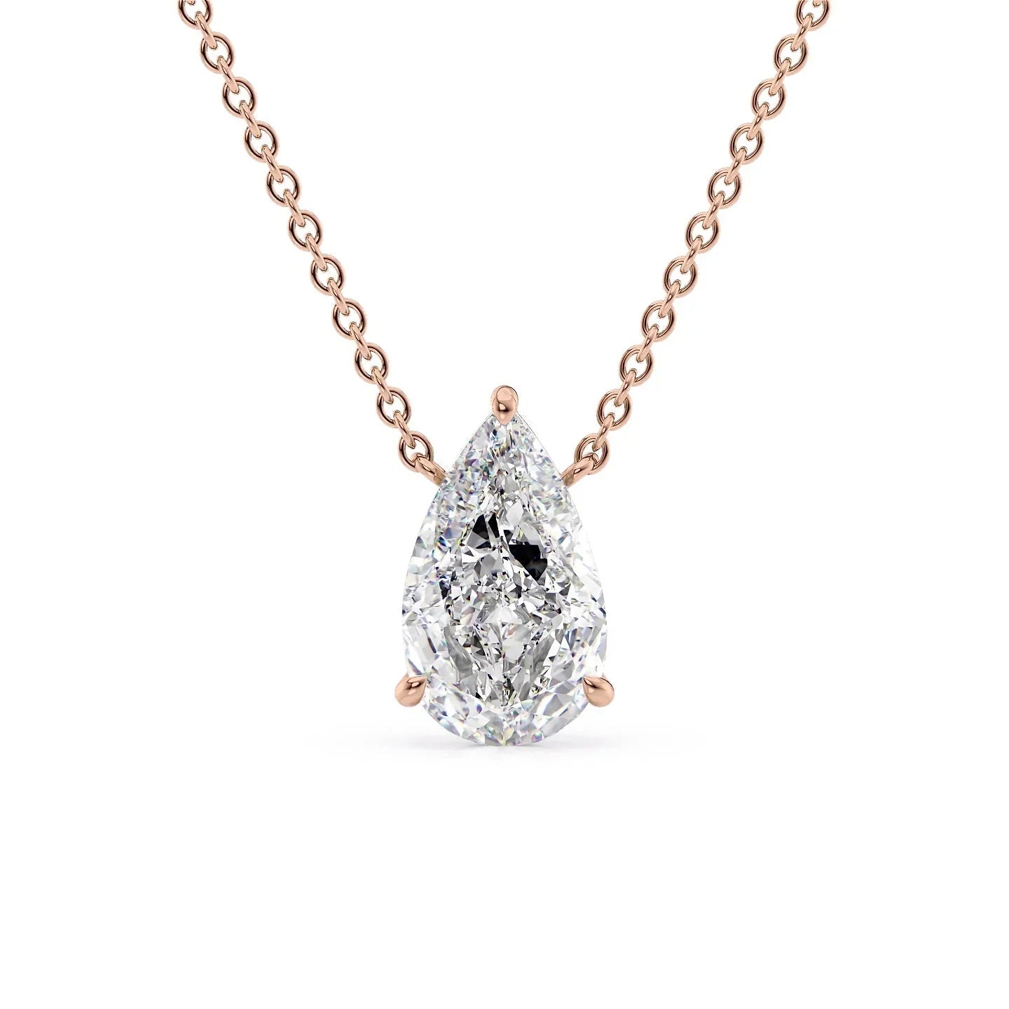 rose :: 0.5 carat pear lab grown diamond pendant necklace in rose gold