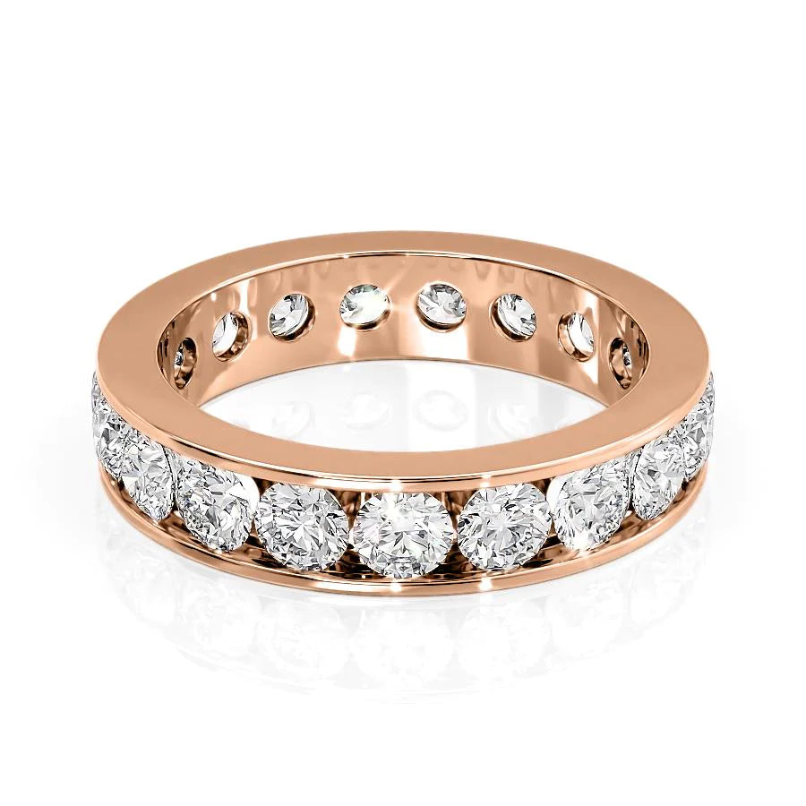 Rose :: Seraviquea 3ct round channel lab grown diamond eternity ring IGI certified rose gold luxury band