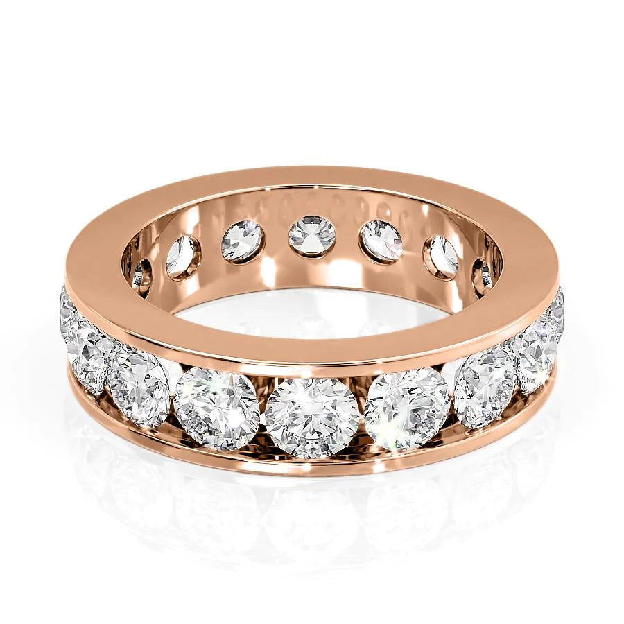 Rose :: Seraviquea 4ct round channel lab grown diamond eternity ring IGI certified rose gold ultra luxury band