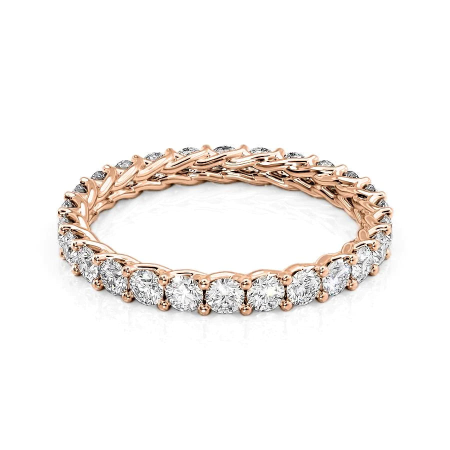 Rose :: Velorique 1.5ct round trellis lab grown diamond eternity ring IGI certified rose gold