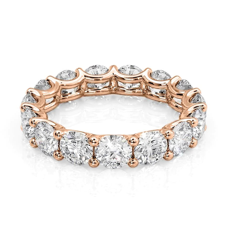 Rose :: Zenorique 4.5ct round u prong lab grown diamond eternity ring IGI certified rose gold ultra luxury wedding band