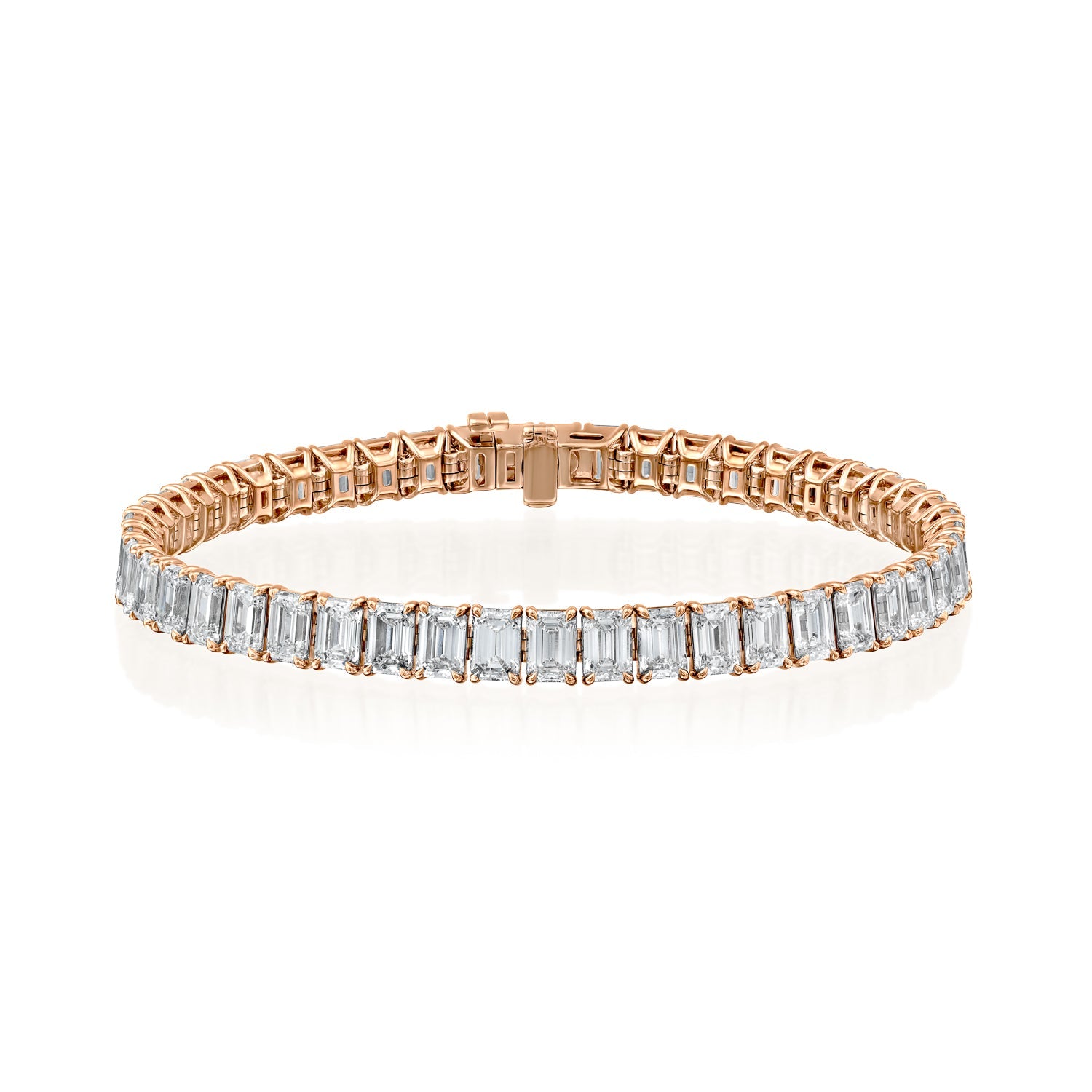 rose :: 15ct emerald cut lab grown diamond tennis bracelet four prong setting