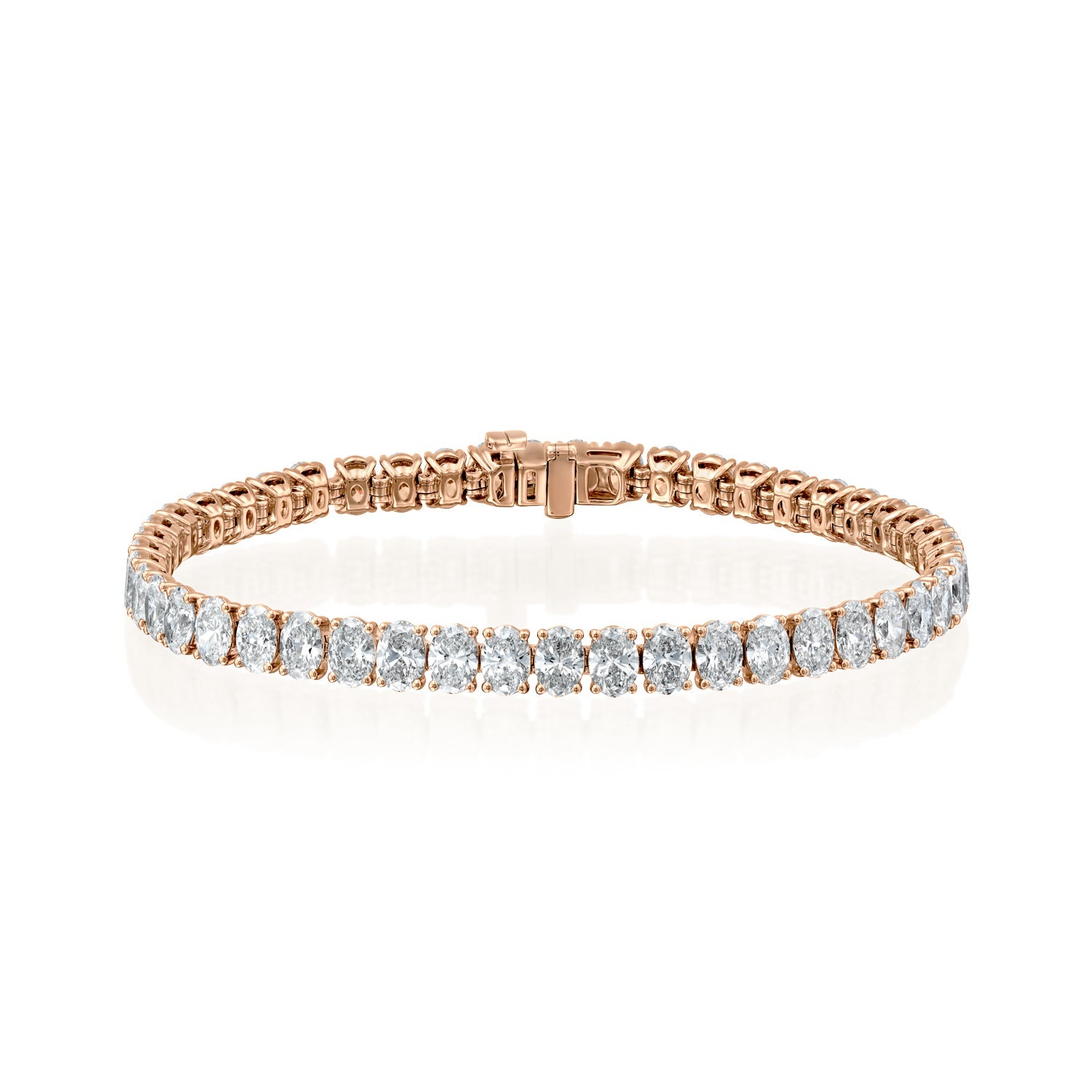rose :: 15 carat oval lab grown diamond tennis bracelet IGI certified