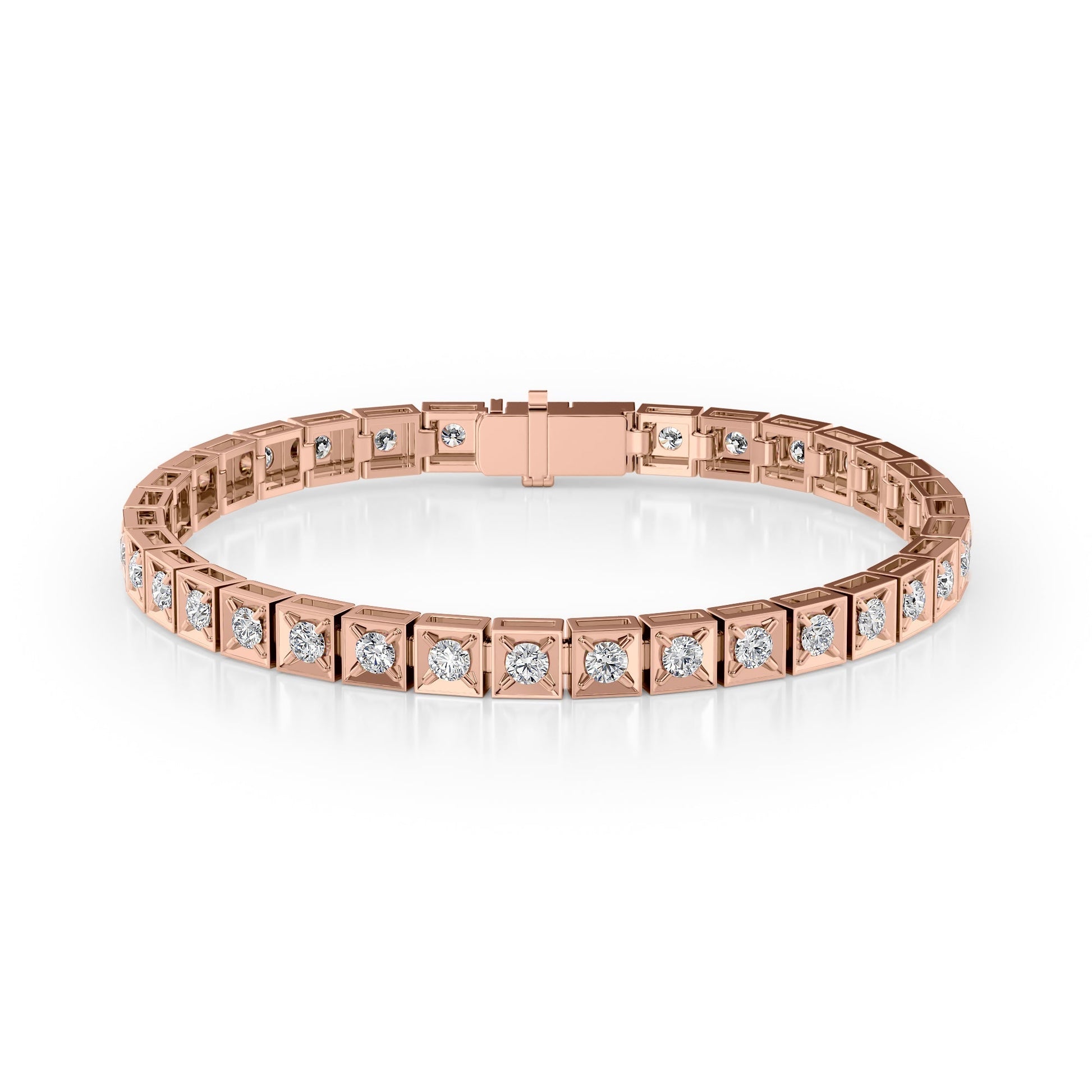 rose :: 3 carat chocolate style round lab grown diamond tennis bracelet IGI certified