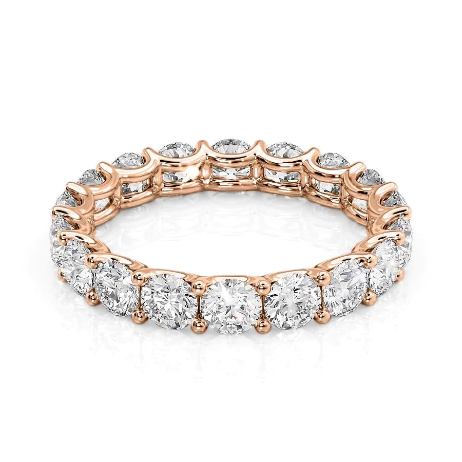 Rose :: Zenorique 3.5ct round u prong lab grown diamond eternity ring IGI certified rose gold luxury wedding band