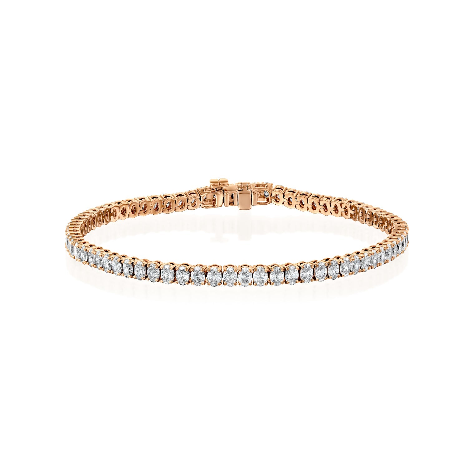 rose :: 4 carat oval lab grown diamond tennis bracelet IGI certified