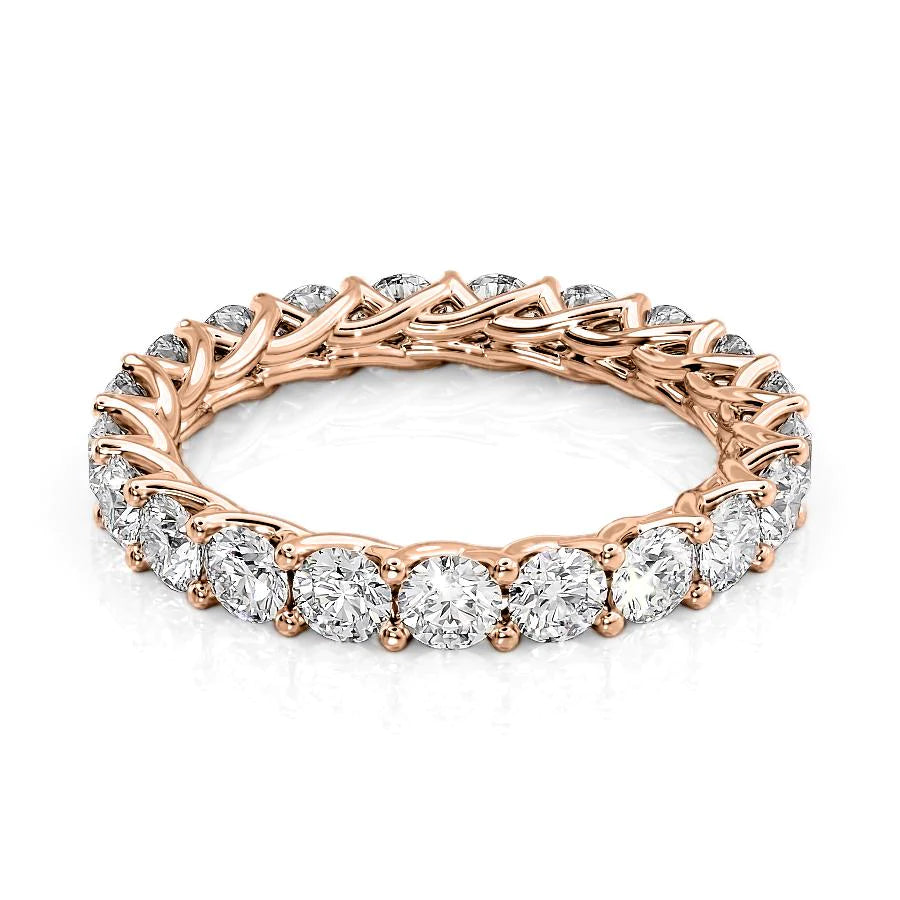 Rose :: Velorique 2ct round trellis lab grown diamond eternity ring IGI certified rose gold
