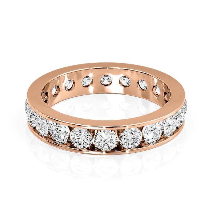 Rose :: Seraviquea 2ct round channel lab grown diamond eternity ring IGI certified rose gold