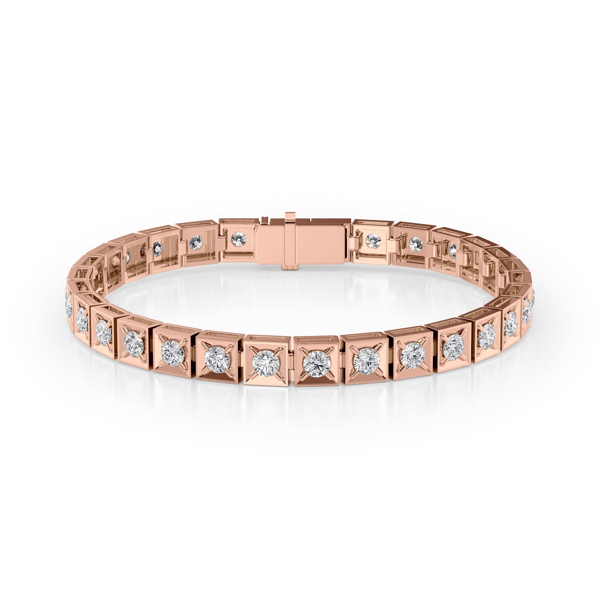 rose :: 4.5 carat chocolate style round lab grown diamond tennis bracelet IGI certified