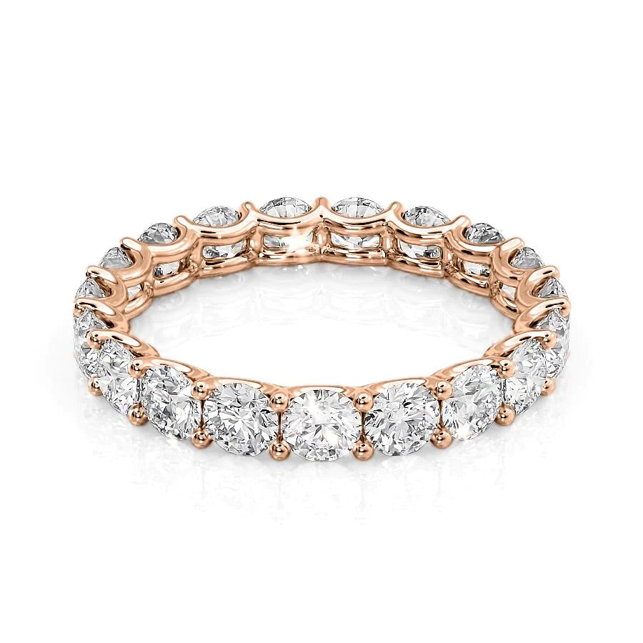 Rose :: Zenorique 2.5ct round u prong lab grown diamond eternity ring IGI certified rose gold wedding band