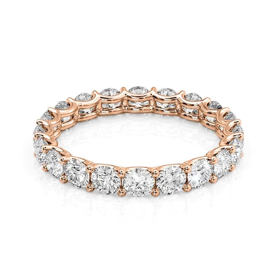 Rose :: Zenorique 2ct round u prong lab grown diamond eternity ring IGI certified rose gold wedding band
