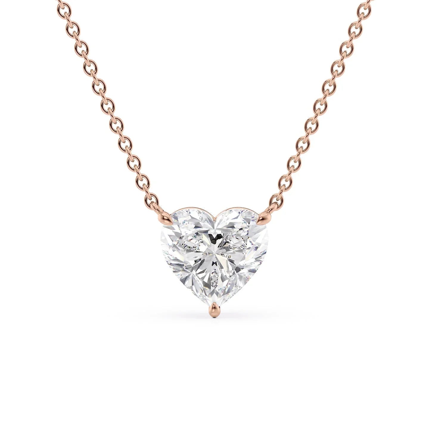 rose :: feminine heart shaped diamond pendant necklace in rose gold