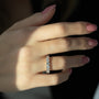 Rose :: 4 carat round lab diamond trellis eternity ring rose gold full diamond band