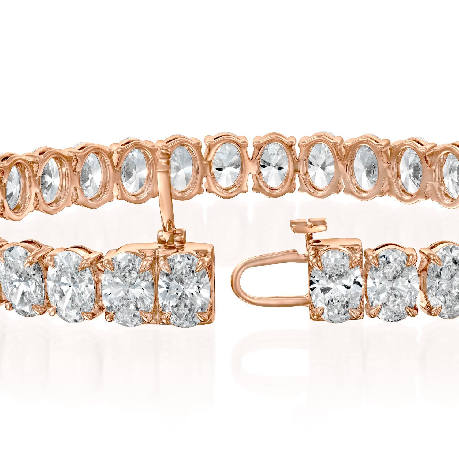 rose :: 20ct oval brilliant lab grown diamond tennis bracelet four prong setting