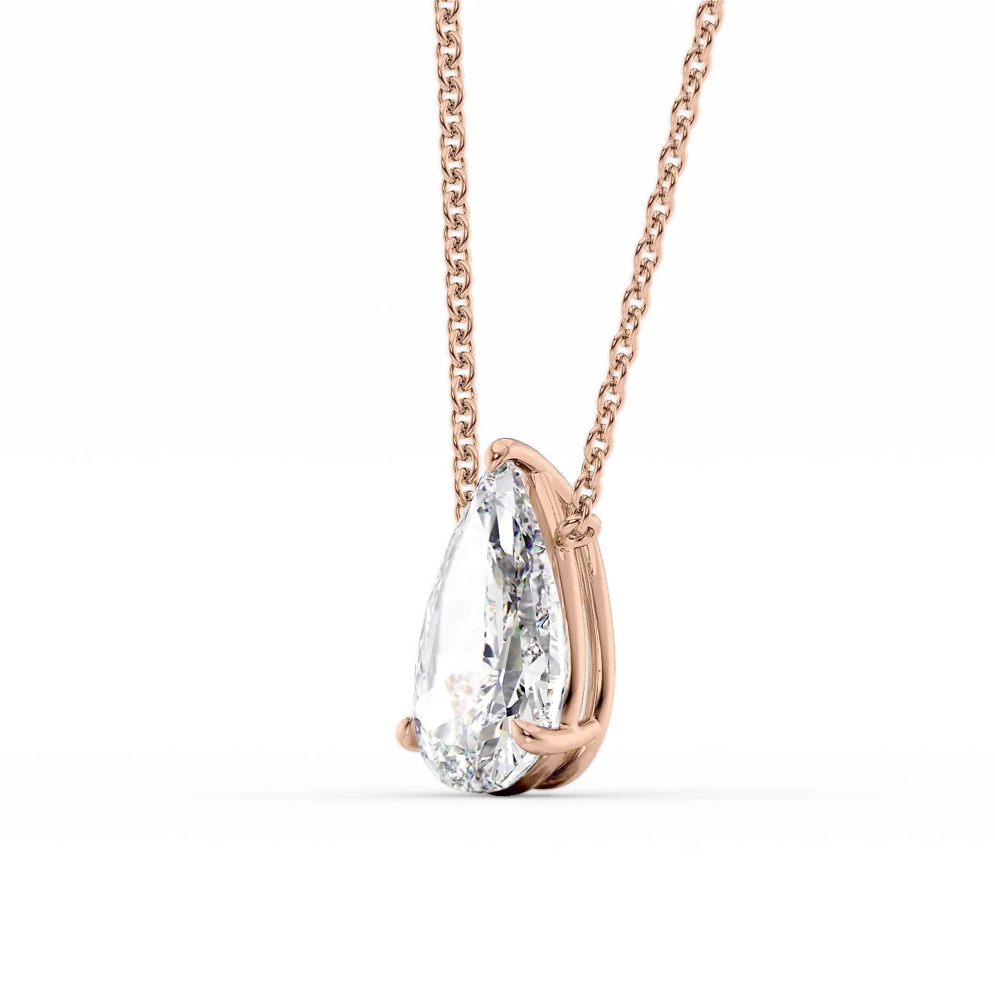 rose :: 0.8 ct pear solitaire pendant with romantic rose gold finish