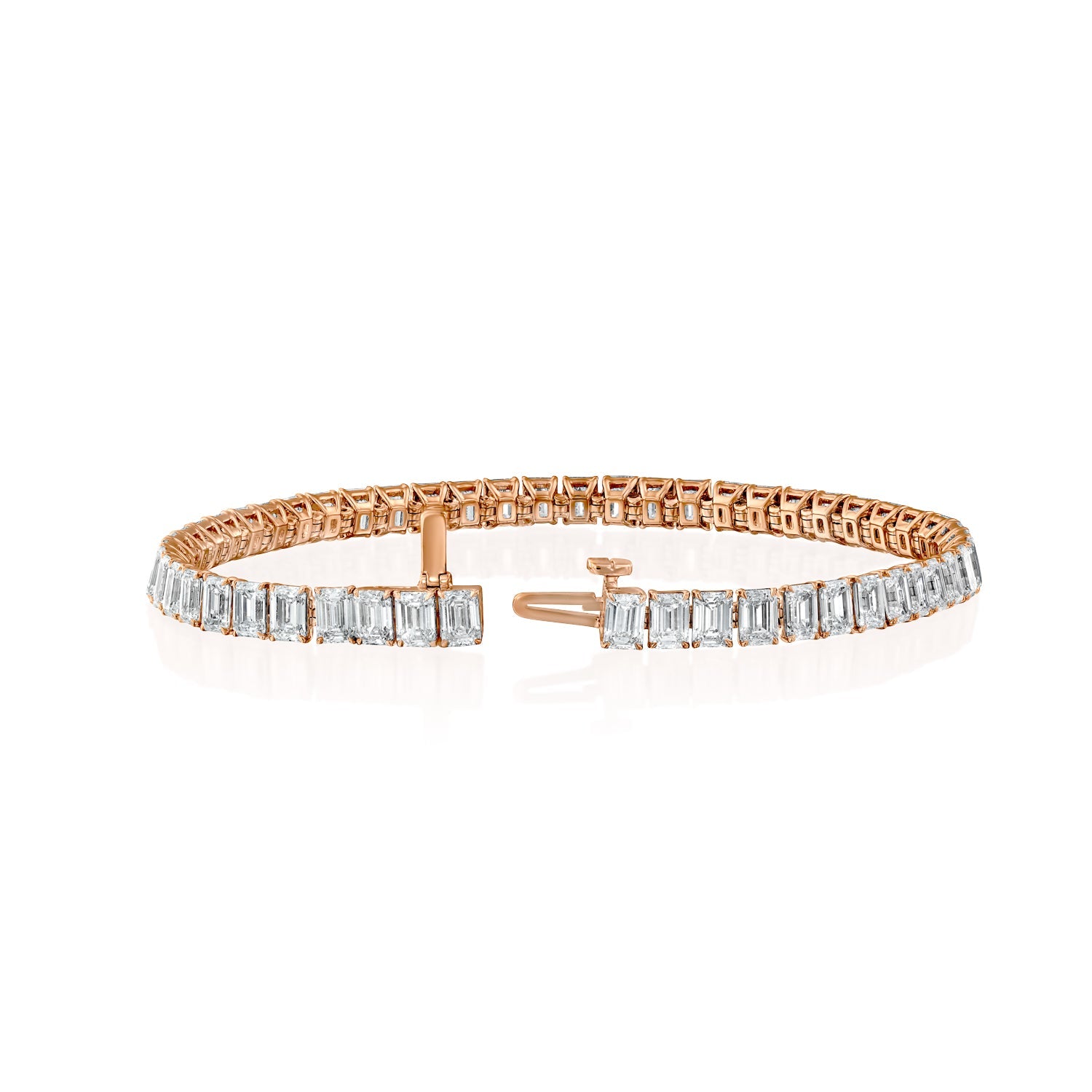 rose :: 10ct emerald cut lab grown diamond tennis bracelet four prong setting
