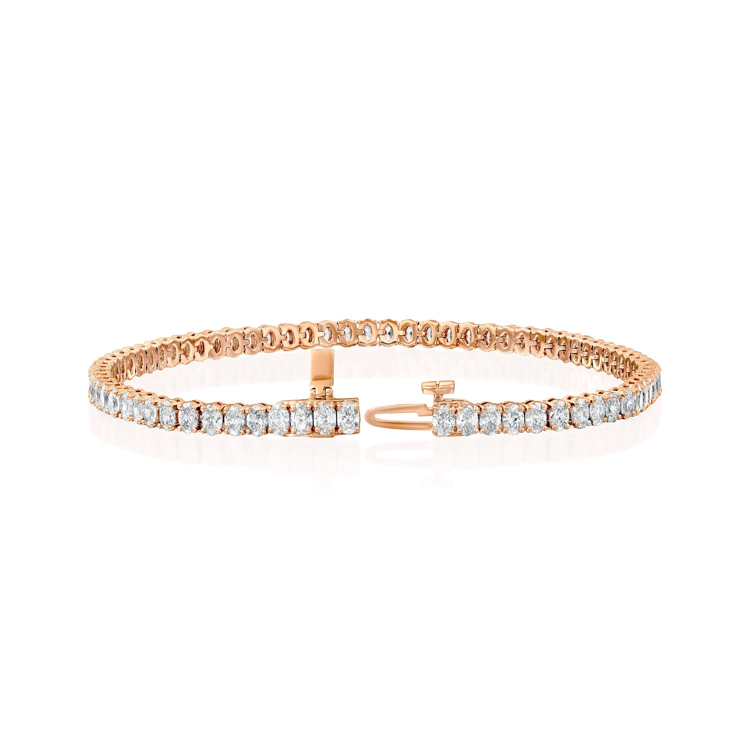 rose :: 4ct oval brilliant lab grown diamond tennis bracelet four prong setting