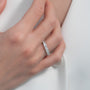 Rose :: 3 carat cushion cut lab diamond eternity ring rose gold full diamond band