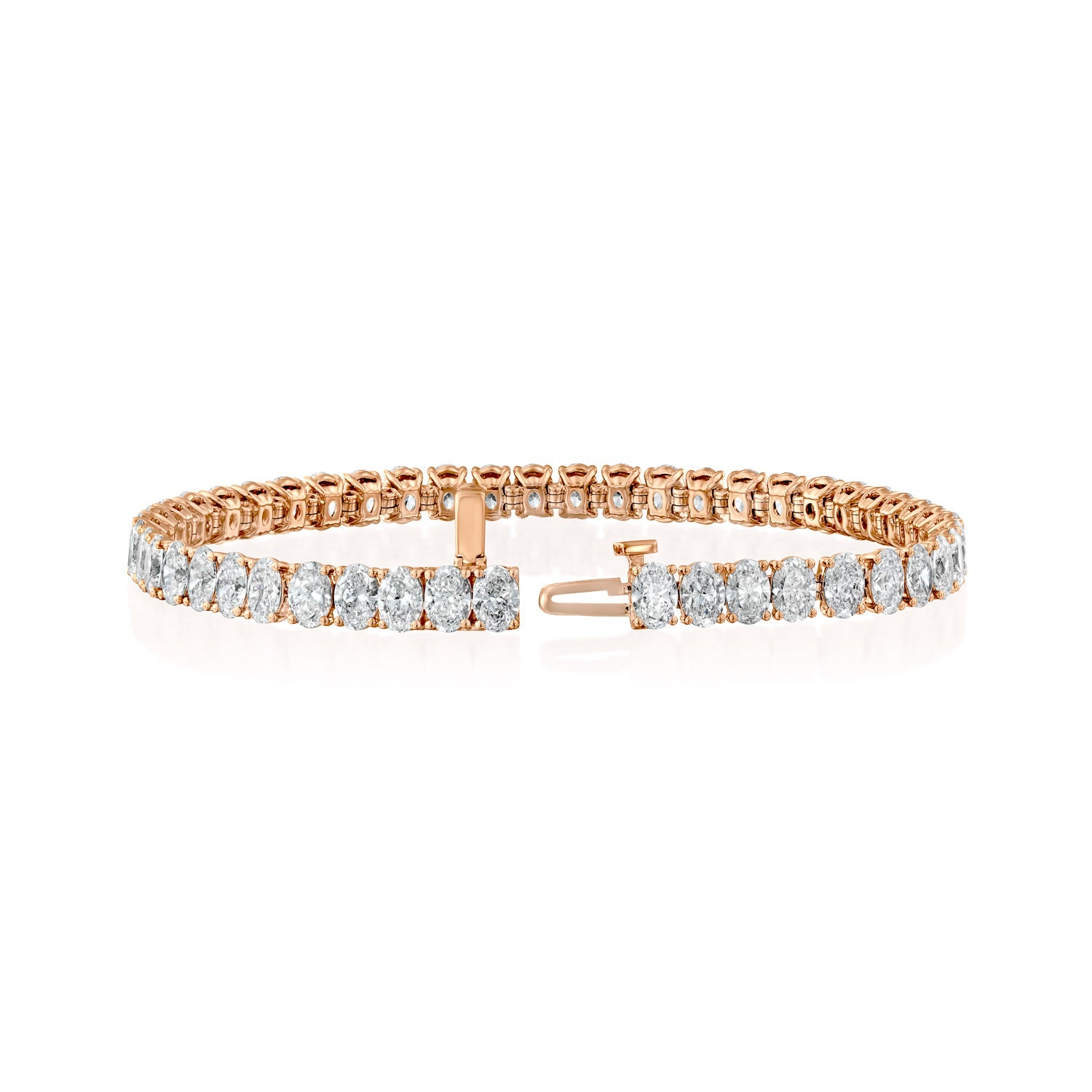rose :: 15 carat oval lab grown diamond tennis bracelet IGI certified