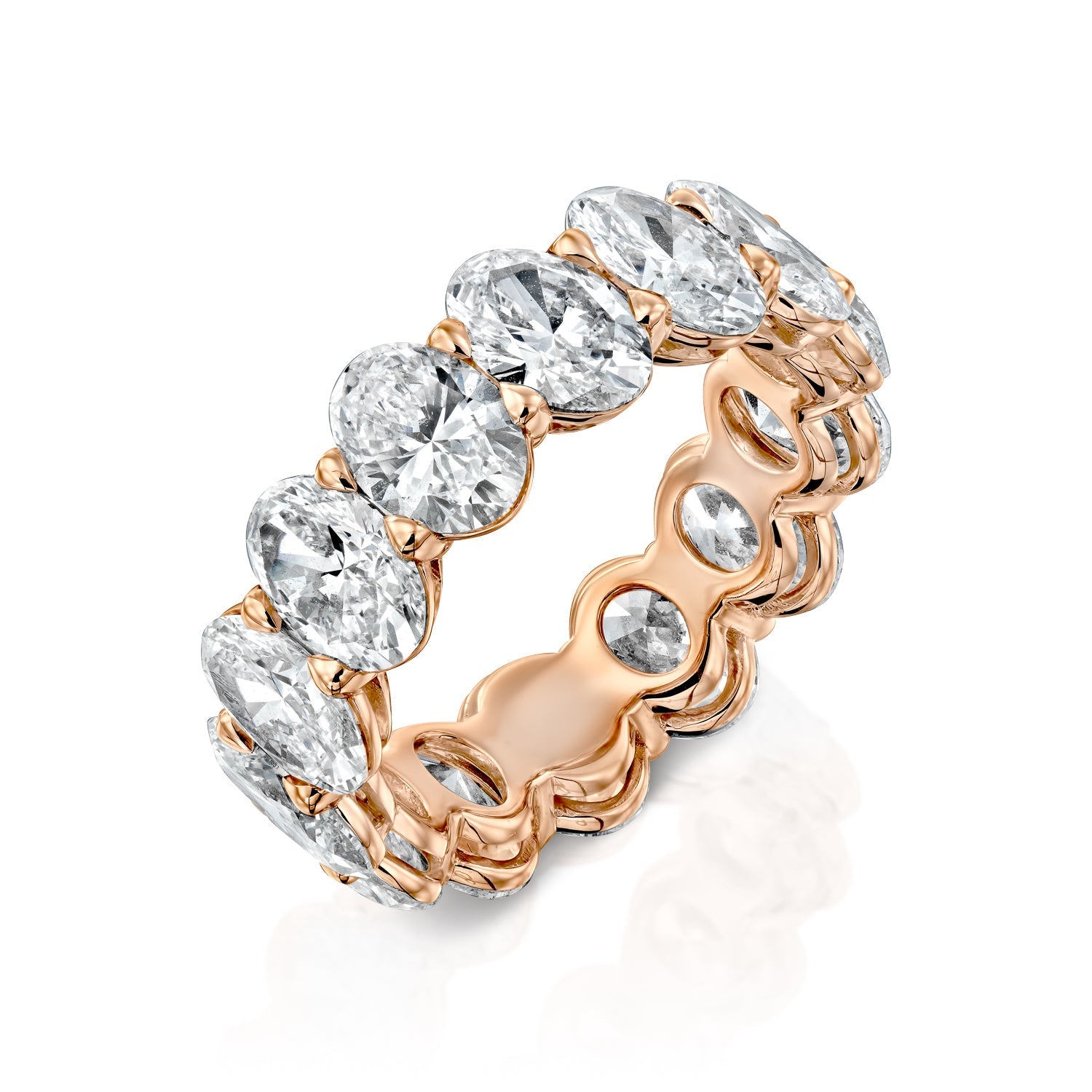 Rose :: close sparkle 3ct oval lab diamond eternity ring rose gold warm tone
