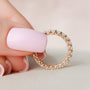 Rose :: close sparkle 2ct round trellis lab diamond eternity ring rose gold warm tone