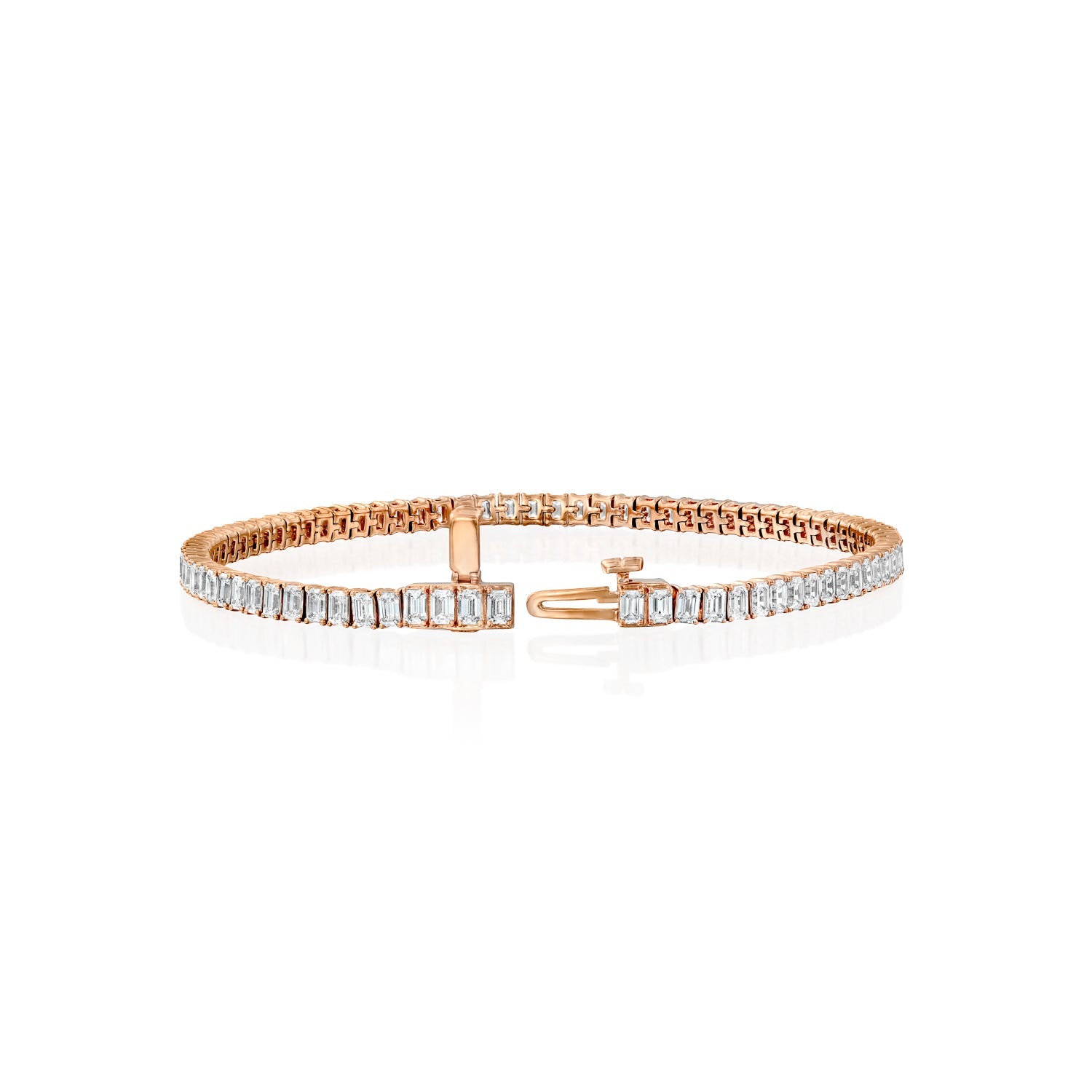 rose :: 4 carat IGI certified emerald diamond bracelet lab grown