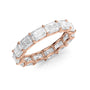 Rose :: IGI certified 4ct radiant lab grown diamond eternity ring rose gold horizontal setting