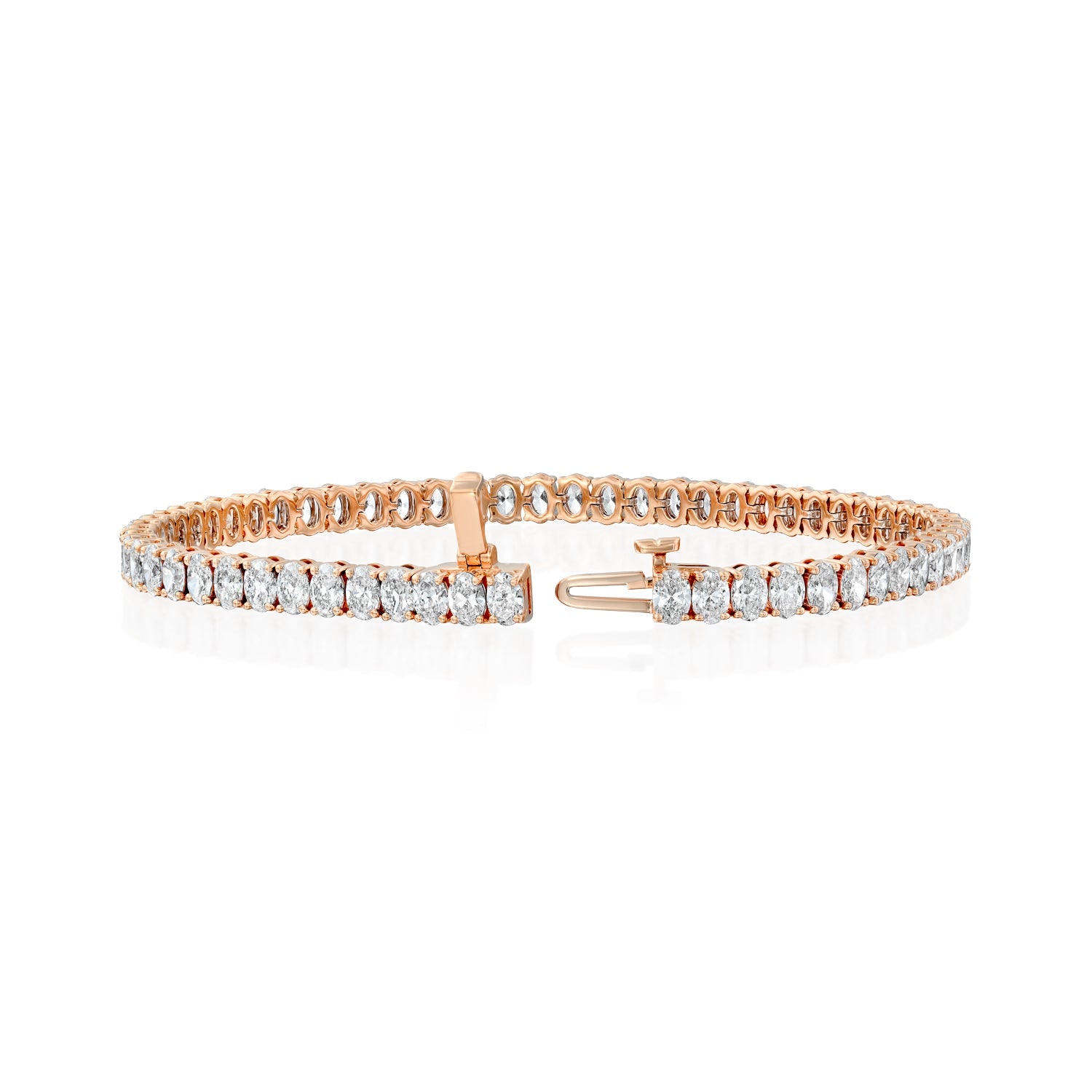 rose :: 6ct oval brilliant lab grown diamond tennis bracelet four prong setting