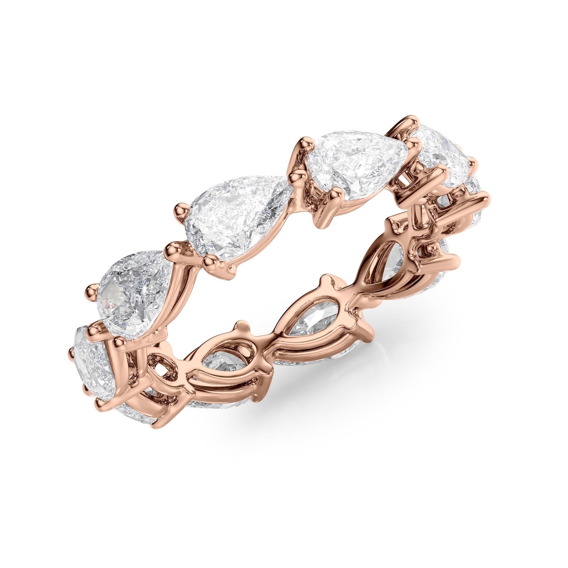 Rose :: close sparkle 3.5ct pear east west lab diamond eternity ring rose gold bold luxury look