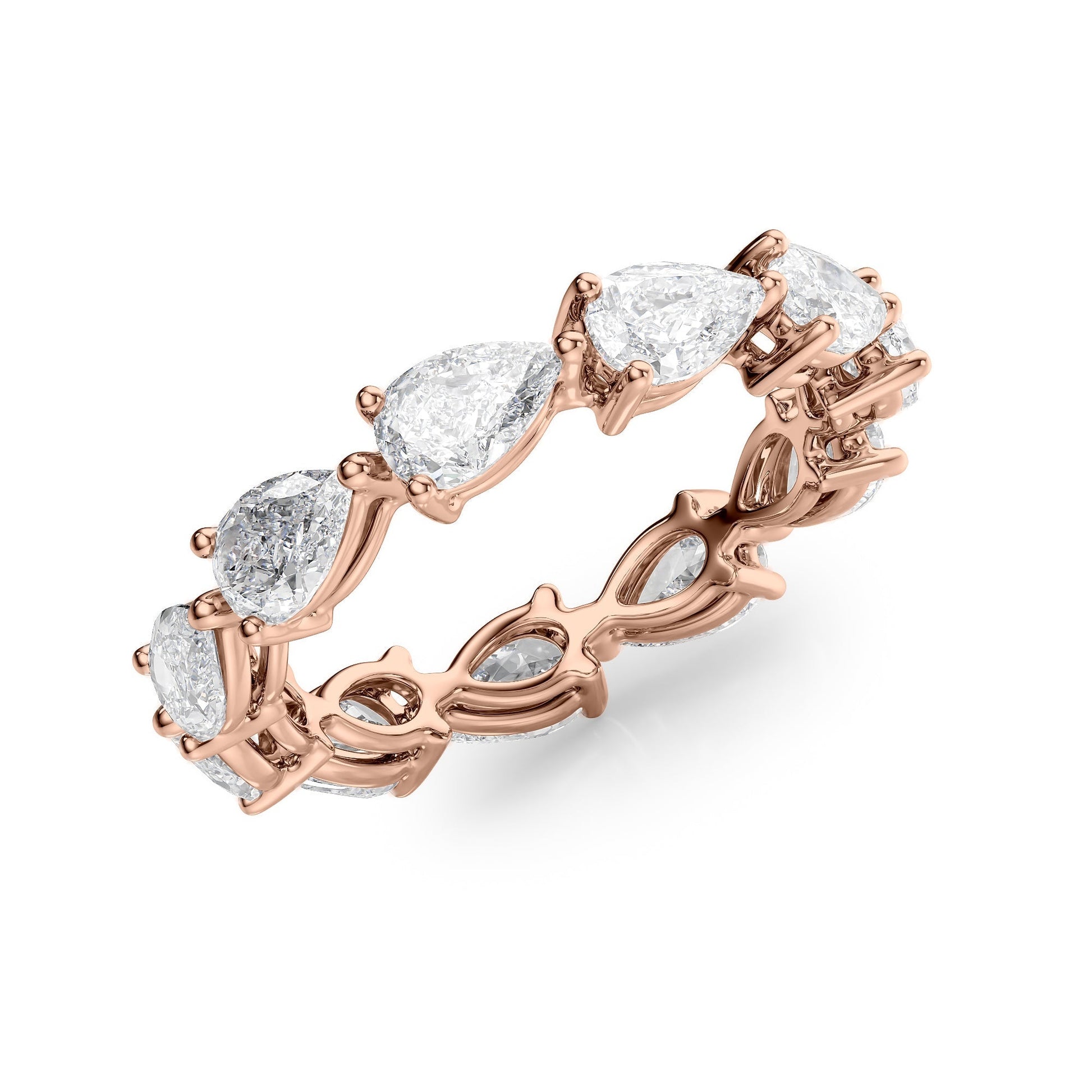 Rose :: IGI certified 3ct pear lab grown diamond east west eternity ring rose gold stackable ring