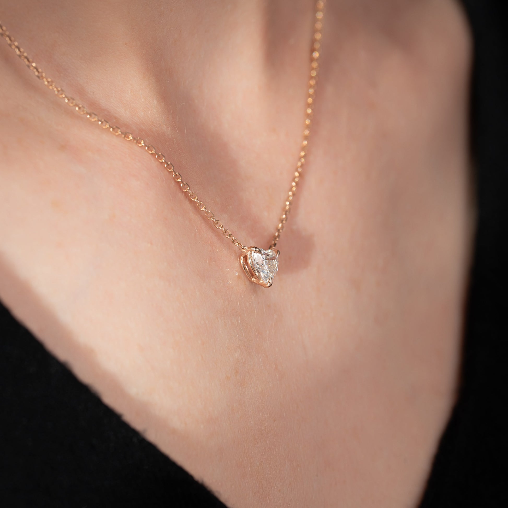 rose :: elegant 0.8 ct heart lab diamond pendant crafted in rose gold