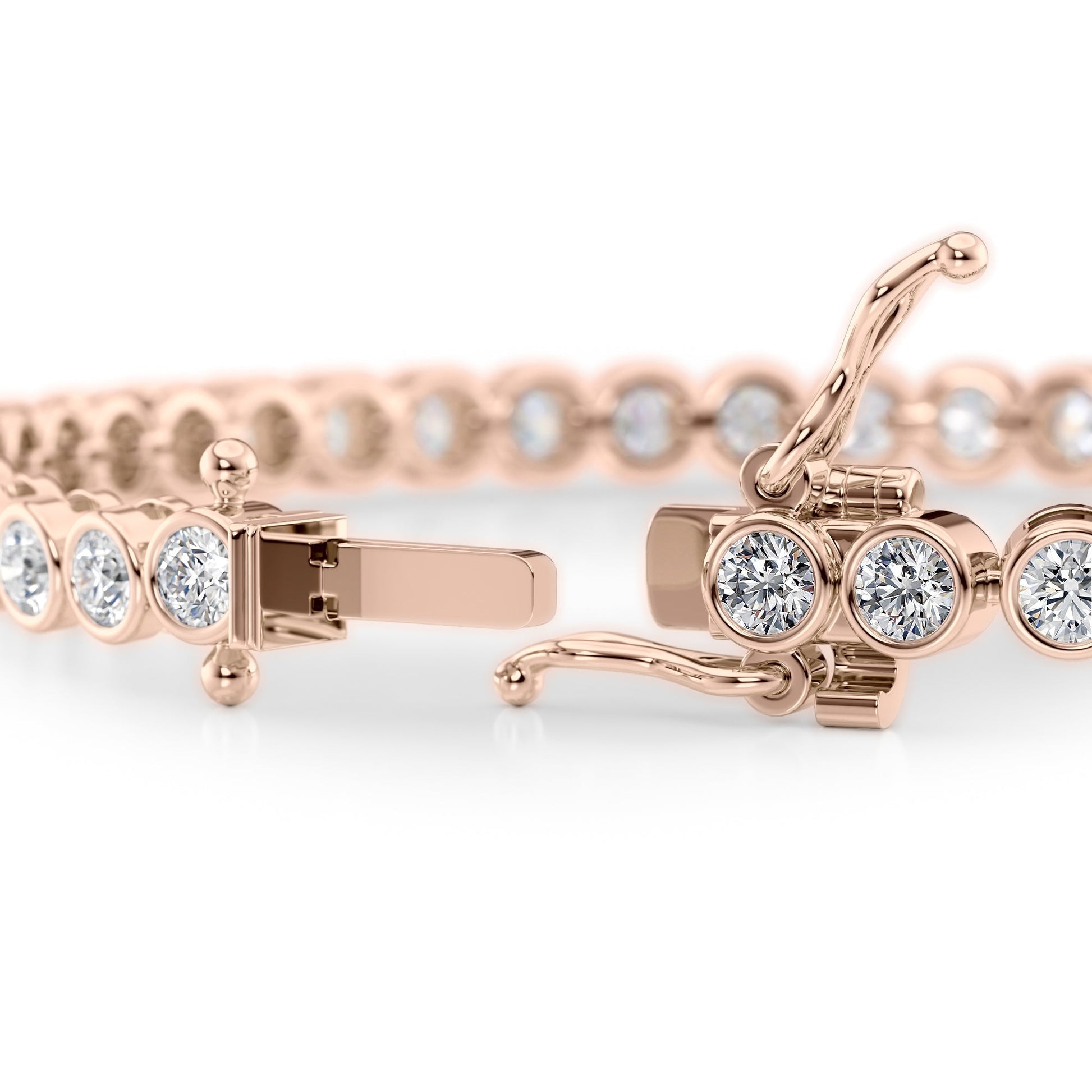 rose :: 4 carat IGI certified round diamond bracelet lab grown bezel set