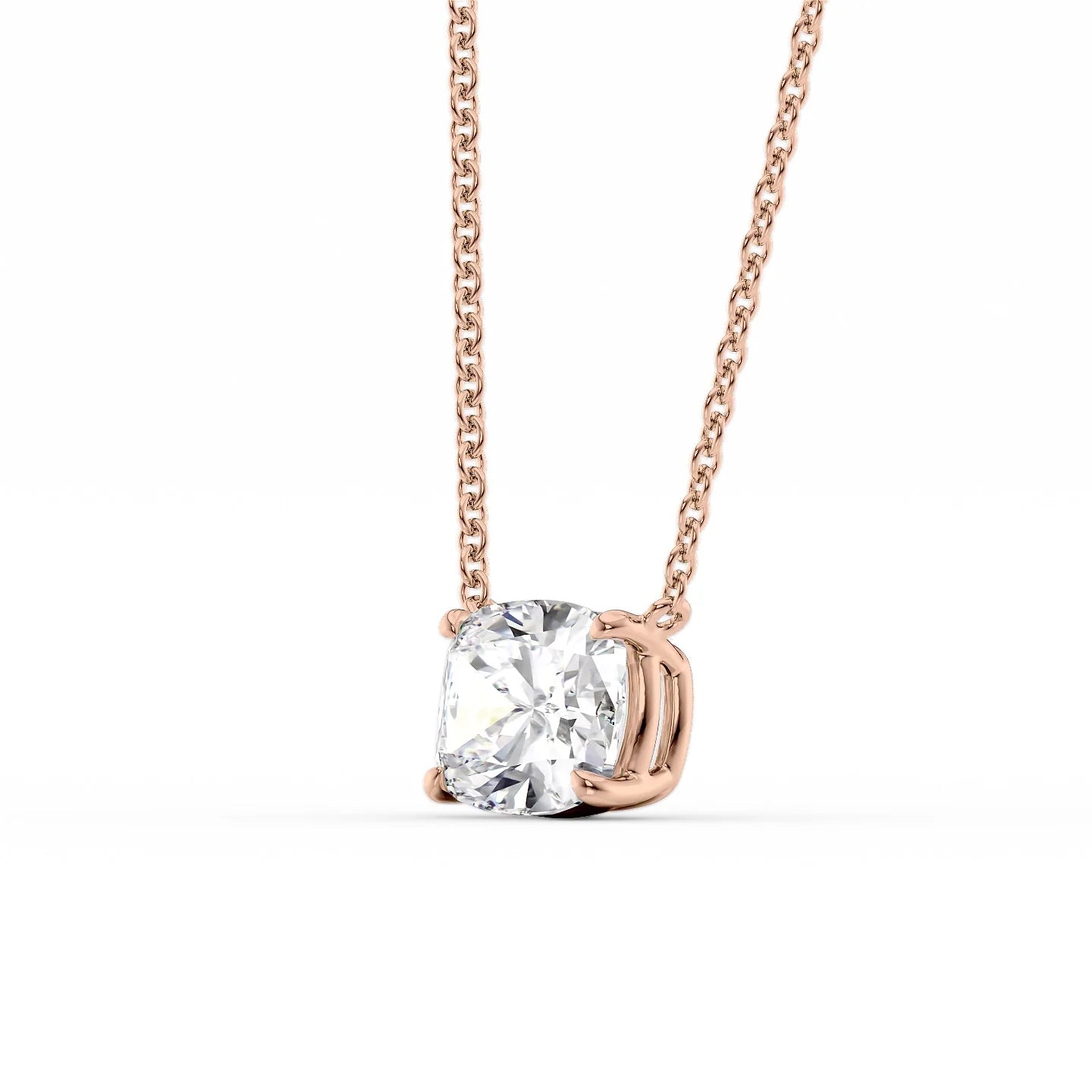 rose :: 0.5 carat elongated cushion solitaire necklace with romantic rose gold finish