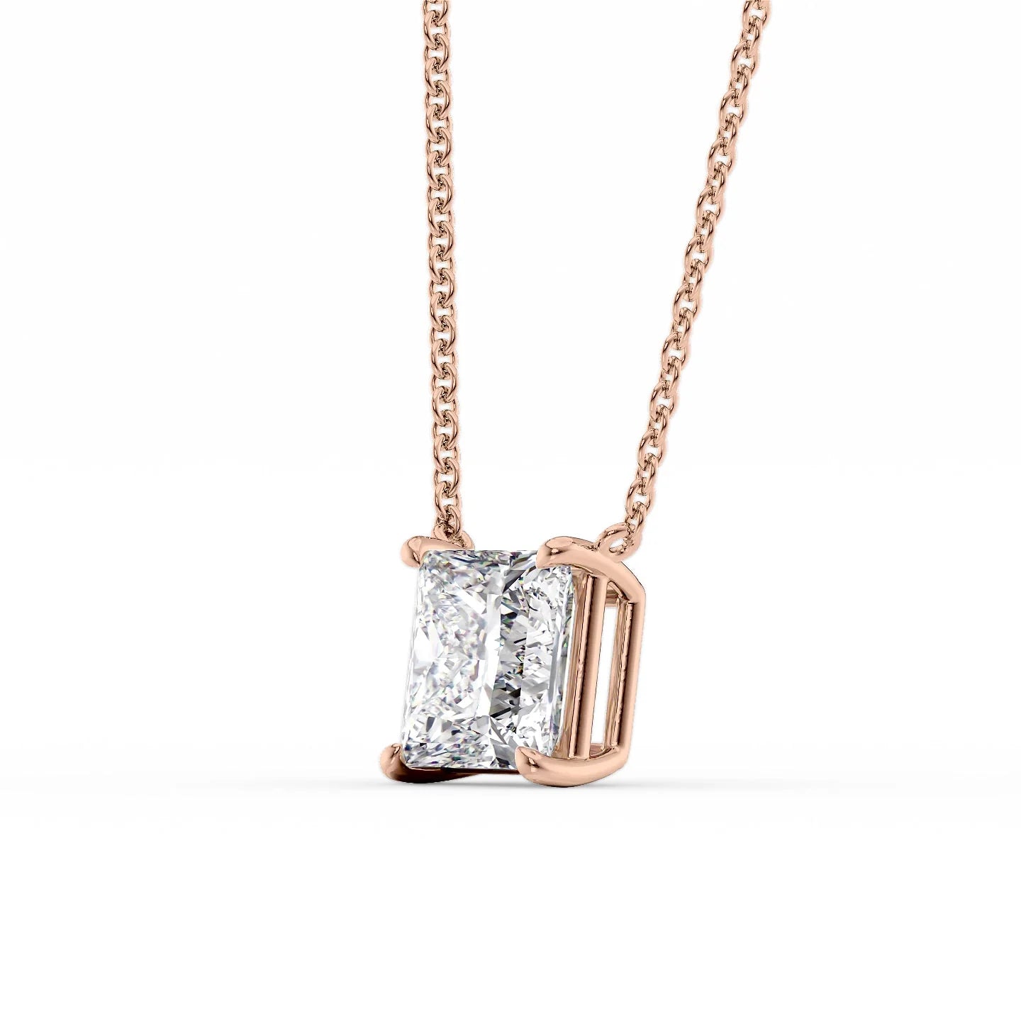 rose :: 0.5 carat princess solitaire necklace with romantic rose gold finish