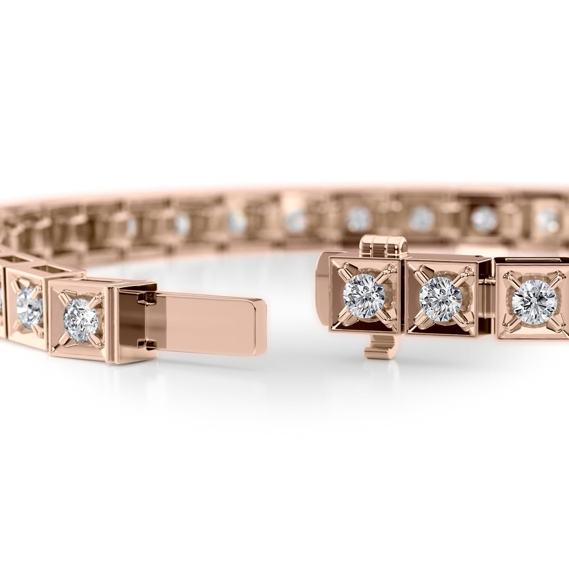 rose :: 2ct round lab grown diamond tennis bracelet chocolate design four prong setting