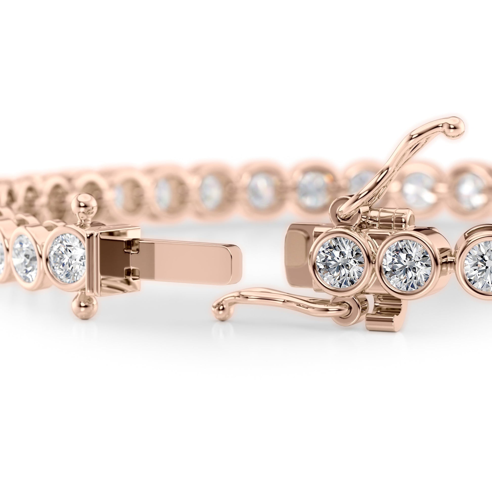 rose :: 5.5 carat IGI certified round diamond bracelet lab grown bezel set