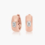 Rose :: modern luxury emerald lab grown diamond huggie earrings bezel setting white gold elegant style