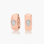 Rose :: modern luxury oval lab grown diamond huggie earrings bezel setting white gold elegant style