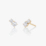 Rose :: premium lab grown diamond huggie earrings three stone design white gold elegant fine jewelry