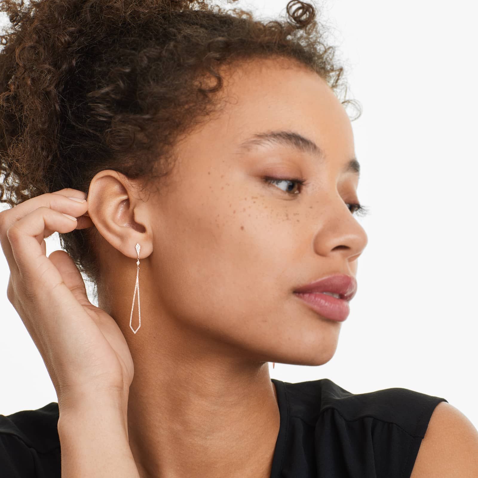 Rose :: premium petite lab grown diamond earrings drop style white gold refined minimalist jewelry