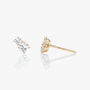 Rose :: fine jewelry lab grown diamond huggie earrings three stone white gold refined everyday elegance
